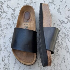 Betula Womens Black Leather Soft Footbed Slip On Slides Sandals EU 37/ US 6-6.5